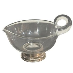 VINTAGE Frank M Whiting Co. Glass & STERLING SILVER Base Creamer Sauce GravyBoat